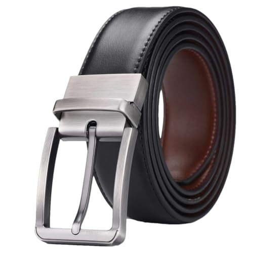 Men's PU Reversible Classic Dress Engraving Belt Male Pin Buckle Comfort Belts
