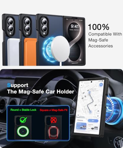 Image of NO.1 Magnetic for Samsung Galaxy Z Fold 8 Case with MagSafe | [Military Grade Drop Tested][Translucent Matte][Anti-Fingerprint] Soft Silicone Bumper for Samsung Fold 8 Case Slim,Black