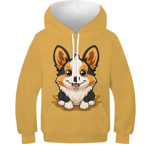 Sweat à capuche Corgi pour l'école et le sport pull décontracté ado 13-15 ans