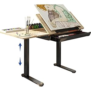 FLEXISPOT Comhar Adjustable Drafting Table, Electric Standing Desk with Storage Drawers for Writing Drawing Crafting Working, 47.2″ W x 23.6″ D Angle Height Adjustable Desk, Puzzle Craft Artist Table