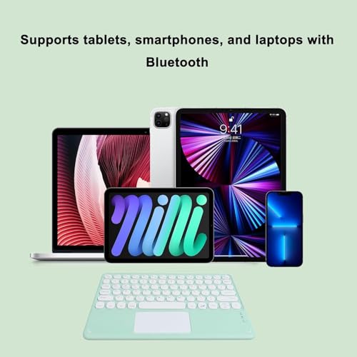 Image of FKU Rechargeable Bluetooth 5.0 Keyboard with Touchpad,78 Keys Ultra Slim Quiet Wireless Keyboard with Trackpad, Compatible Multimedia Keyboard for PC, Tablets, Smartphones, Laptops (Dark Green)