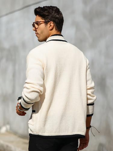 men's pullover sweaters Colorblock Bordered Cardigan With Double Pockets2