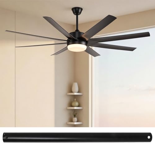 Image of 16 Inch Ceiling Fan Extension Rod, 1 Inch Outside Diameter Not Threaded Ceiling Fan Downrod for a Wide Range of Fans (Black)