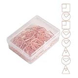 ABOOFAN Clips de Papel Decorativos de Metal Diseño Geométrico en Forma de Corazón, Color Rosa Dorado, 60 Unidades en Caja Plástica, Accesorios de Oficina Prácticos para Estilo