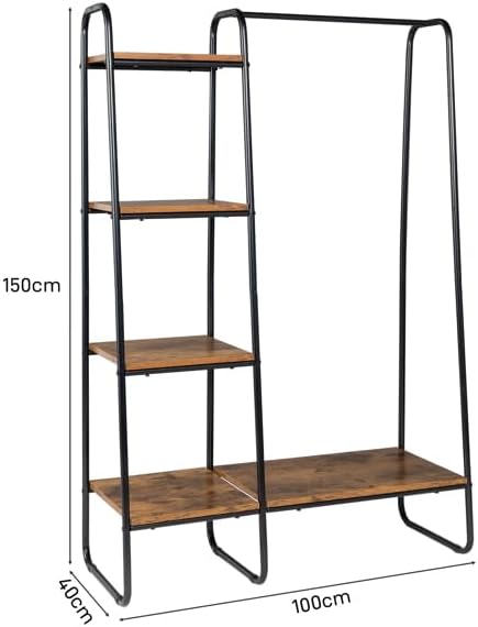 Miniatura 9 de Perchero con estante de madera, estante de ropa independiente, perchero de ropa, perchero resistente de metal de pie, blanco B