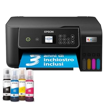 Epson EcoTank ET-2870 Stampante Multifunzione A4, Serbatoi Ricaricabili Alta Capacità, 4 Flaconi Inclusi pari a 3600pag B/N 6500pag Colore, Display LCD