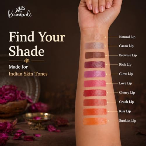 Image of Kaumudi Handmade & 100% Natural 3in1 Lip Balm Combo (Lip Tint|Cheek Tint|Eye Shadow) made with Rose & Saffron Ess. oil | Best for Dry, Damaged & Chapped Lips | Hydrates & Moisturizes (Rich - Cherry - Glow)