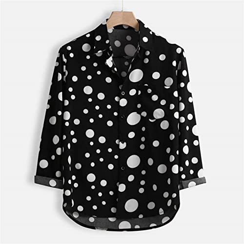 DGHM-JLMY Men's Point Print Casual Long Sleeve Shirt Business Polka Dot Printed Button Down Shirts Printed Regular Fit Shirt3
