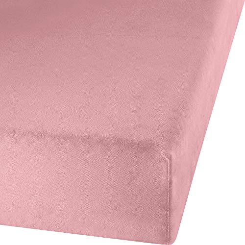 Erwin Müller Spannbettlaken, Spannbetttuch Erlangen Feinbiber Altrosa Größe 90x190 cm - 100x200 cm - warm und kuschelig, bügelfrei, mit...