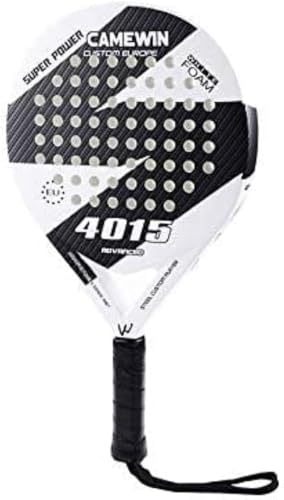 Camewin Padel Tennis Racket Carbon Fiber Diamond Shape with Bag Included - White and Black One Size