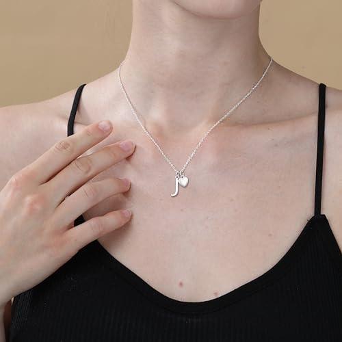Aretas Womens Sterling Silver Initial Heart Necklace Gifts for Ladies Teenage Girls Personalised Name Letter J Pendant Silver Jewellery Anniversary Birthday Presents for Teen Girls 15 16 17 18 - Image 2