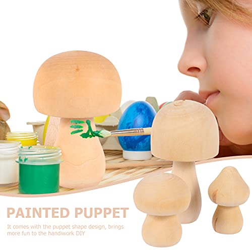 Milisten 9 Pcs Natural Mushroom- shaped Wood Wooden Peg Figures Unfinished Wooden Toys for Children Graffiti ( 1 ), 6X3cm - Image 3