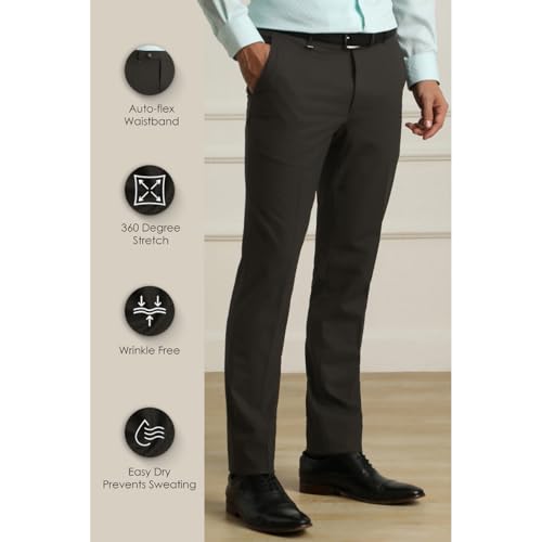 Image of Van Heusen Men Mid Rise Slim Fit Cotton Blend Workwear Trouser