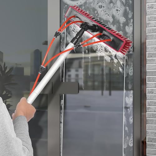 Kit de perche alimentée en eau pour lavage de vitres extérieur télescopique et réglable