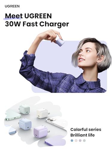 Image of UGREEN 30W USB C Charger, Nexode Foldable GaN PPS Compact Fast Wall Charger Block, USB-C Power Adapter for iPhone 17 /16 /15 /14, Galaxy S25 /S24 /S23, Pixel 9 /8 /7, MacBook Air, iPad(Purple)