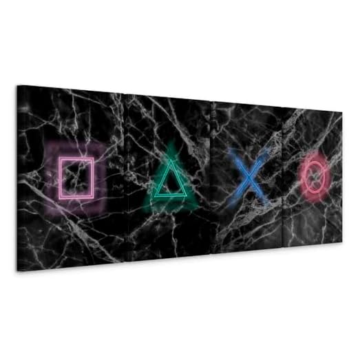 Playstation Lampe, Kunststoff, 75 W, Multi PP5852PS 2 murando - Bilder für Gamers Spielkonsole 160x60 cm Vlies Leinwandbild 4 Teilig Kunstdruck modern Wandbilder XXL Wanddekoration Design Wand Bild schwarz grau i-A-0140-b-i