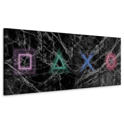 murando – Leinwand mehrtlge Bilder Set für Gamers Spielkonsole Vlies Leinwandbild 4 tlg 160x60 cm Kunstdruck Wohnzimmer Wandbilder XXL Gamingzimmer Wanddekoration Gaming Deko Jugendzimmer Wand Bild
