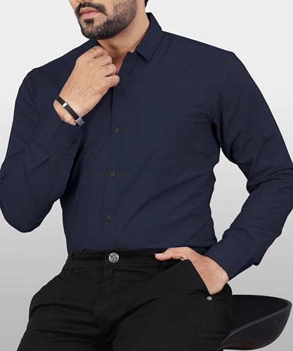 Image of Men's Cotton Full Sleeve Shirt | Regular Fit Casual & Formal Wear with Patch Pocket