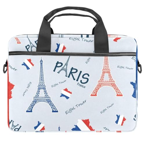 Sac d'ordinateur 13 pouces motif Tour de Paris aux finitions soignées multicolore
