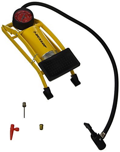 Dunlop Pompe à Pied Bar/PSI - Pompe à Air avec Manomètre - Pompe Velo Max. 7Bar/100PSI - INCL. Boîte de Rangement en Plastique Dur - Différentes Valves -...