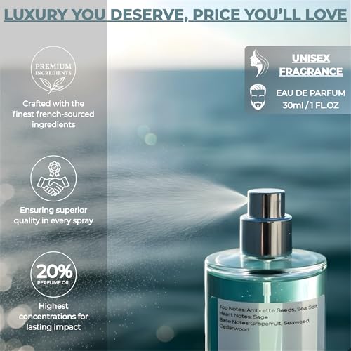 Image of Eau De Parfum for Woman & Man | Long Lasting Fresh & Clean Marine Fragrance | Premium Luxury Perfume | Everyday Use Scent | Ideal Gift for Him & Her - 30ml (Sea Winds)