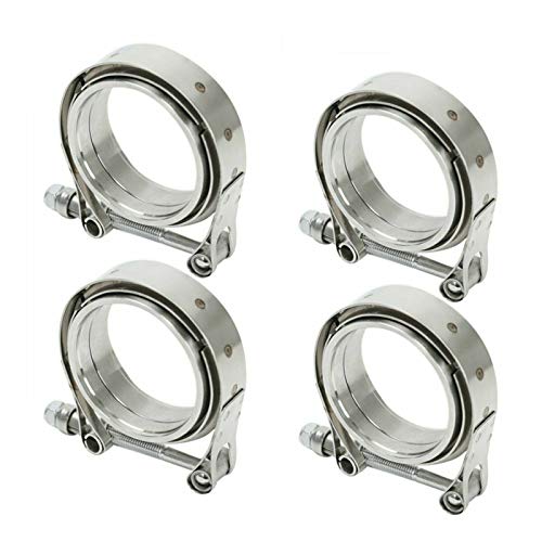 SUPERFASTRACING 3 Inch Universal V-Band Blot Flange Clamp Kit Male Female T-304 Stainless Steel - 4Pcs