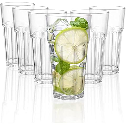 Tebery 6 Pack Stackable Plastic Tumblers Cover