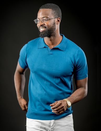 Image of COOFANDY Men's V Neck Short Sleeve Stretch Knit Polo Shirt