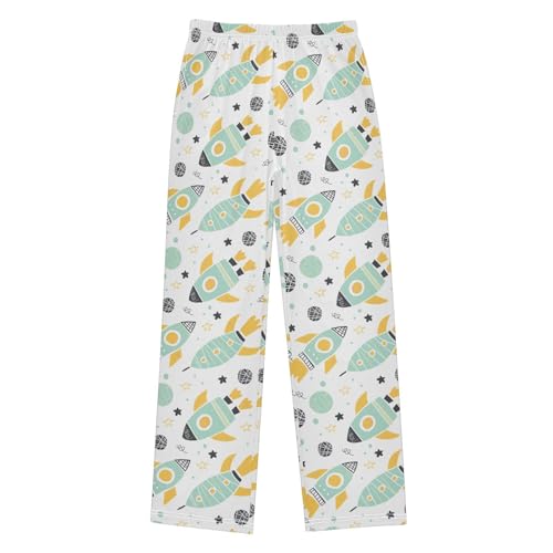 ZZXXB Rocket Print Boys Long Pants Soft Trousers Elastic Waist Kids Lounge Bottoms with Pockets S-XL