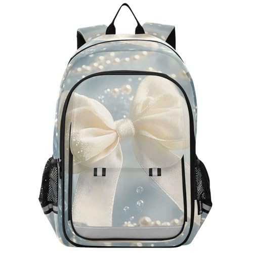 Laptop Backpack Fashion Travel Backpack for Women Men Pure Pearl Bow School Backpack for Teens Boys Girls,Water Resistant & Lightweight