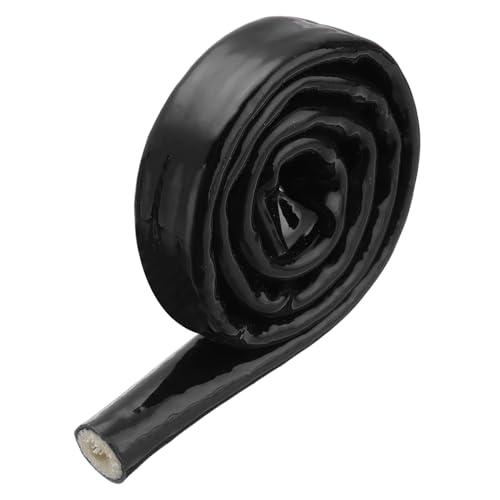 Image of MECCANIXITY 1 /5 inch ID 1.6ft Heat Shielded Fire Sleeve Silicone Coated Fiberglass Tape, for Automotive Hose Lines Wires Electrical Wiring, Black