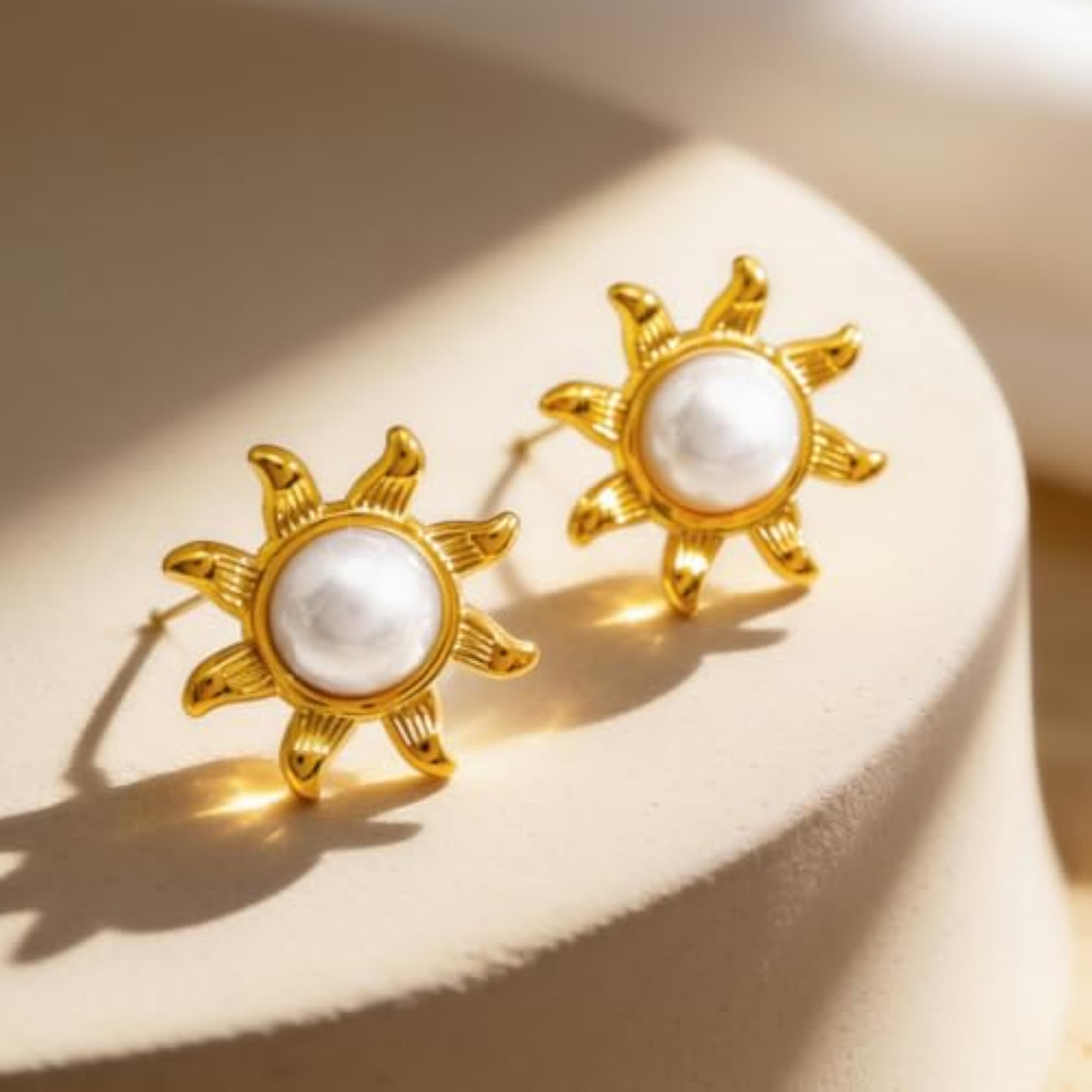 Women's Gold Crystal Sunburst Western Stud Earrings, Gift Idea