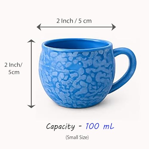 Image of D'Maiolica Blue Kuliya Shape Tea Cups Set of 12 Microwave and Dishwasher Safe, Ceramic Small Tea /Chai /Coffee Cups Perfect for Every Occasion Capacity - 110 ml Each (TT Royal Blue, Pack of 12, Small)