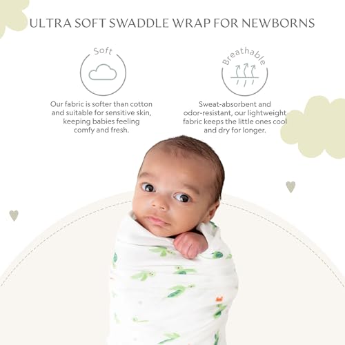 Image of Muslin Baby Swaddle - Breathable Receiving Blankets for Newborn Baby, 70% Viscose derived from Bamboo, 30% Spandex, Imported