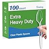 Dealusy 100 Count Clear Plastic Spoons Disposable, BPA-Free, Heat Resistant, Solid and Durable Disposable Spoons Heavy Duty Bulk, Premium Spoons plastic disposable for Party Supply