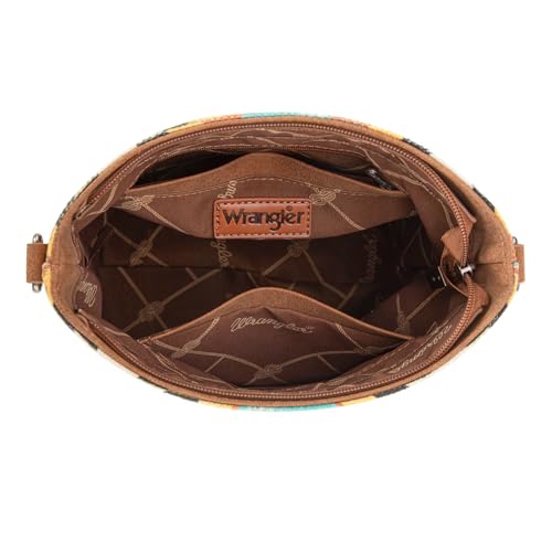 Image of Wrangler Aztec Crossbody Bags for Women Southwestern Print Canvas Shoulder Purse with Distressed Look and Adjustable Strap