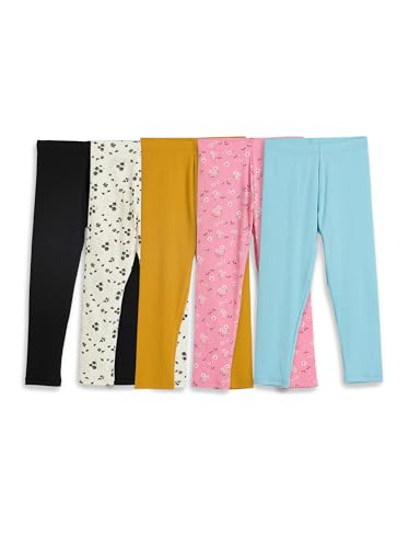 Image of Amazon Brand - Symbol Girl's Cotton Ribbed Stretchable Leggings | Ankle Length | Aged 2-14 Years