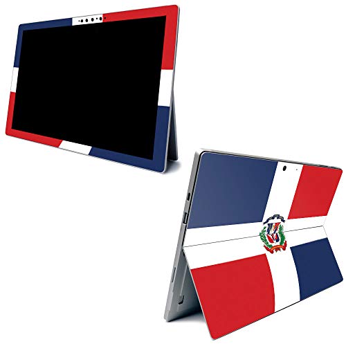 Image of MightySkins Carbon Fiber Skin for Microsoft Surface Pro 7 - Dominican Flag | Textured Carbon Fiber Finish | Easy to Apply, Remove, and Change Styles | Made in The USA