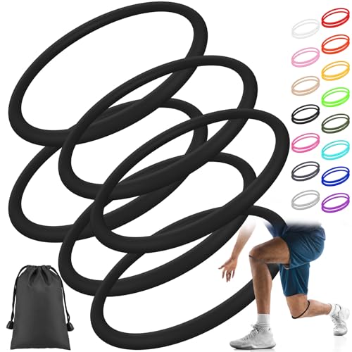 Image of Foilswirl Silicone Patella Knee Band for Basketball Patella Tendon Support Knee Pain Running Tendon Brace Support Strap(6,Black,M)
