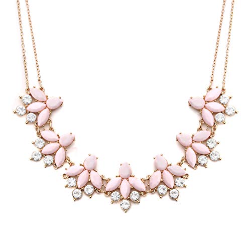 Crystal Flower Collar Necklace for Women Chunky Rhinestone Floral Bib Statement Choker Necklace