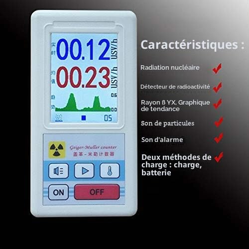 Compteur Geiger Détecteur de rayonnement nucléaire avec écran LCD, testeur radioactif bêta-gamma, dosimètre portable, testeur de marbre détecteur