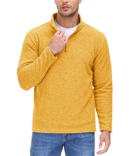 Men's Quarter Zip Fleece Pullover Spring Long Sleeve Casual Sports Sweatershirt Turtleneck Sweater