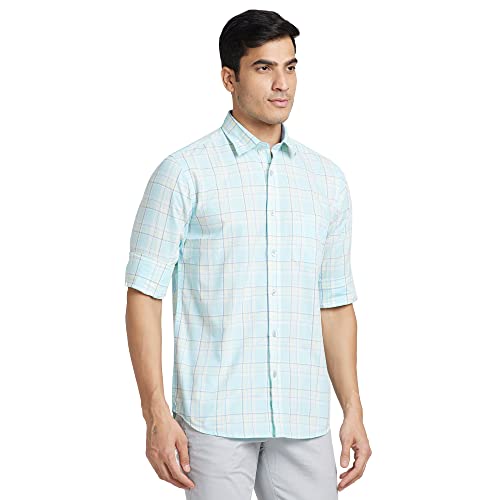 Image of Colorplus Men's Pure Cotton Checks Pattern Tailored Fit Spread Collar Full Sleeve Casual Shirt