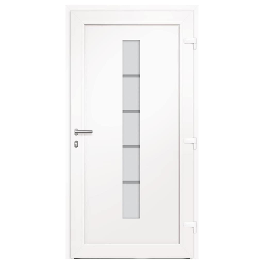 Drzwi wejściowe aluminium i PCW białe 100 x 210 cm