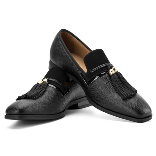 Image of JITAI Brand Men Loafers Spring and Autumn Men Casual Slip-on Penny Loafer Shoes Smoking Slipper Tassel Loafer, Black/12, 12 US