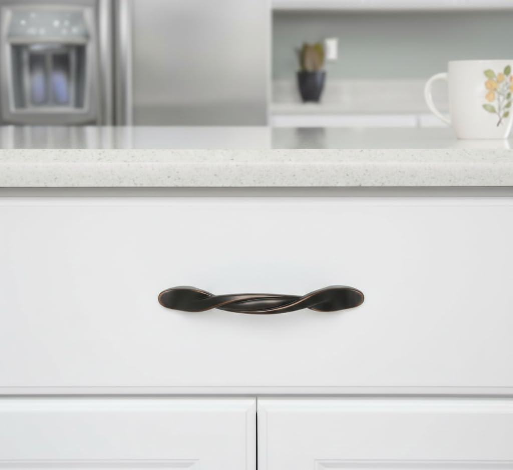 Cosmas 25 Pack 9009ORB Oil Rubbed Bronze Twist Cabinet Hardware Handle Pull - 3" Inch (76mm) Hole Centers