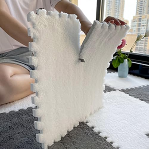 起毛ジョイントマット 柔らかい もこもこ タイルカーペット 大判 絨毯 滑り止め 保温防寒 ジョイントマット 厚手 フロアマット 防音 洗える 抗菌防臭 床暖房対応 赤ちゃん 子供部屋 ラグ カーペット コ-グレー・カーキ [4]