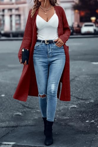 Image of Danedvi Long Cardigan Sweaters Women Trendy Open Front Coat with Pockets
