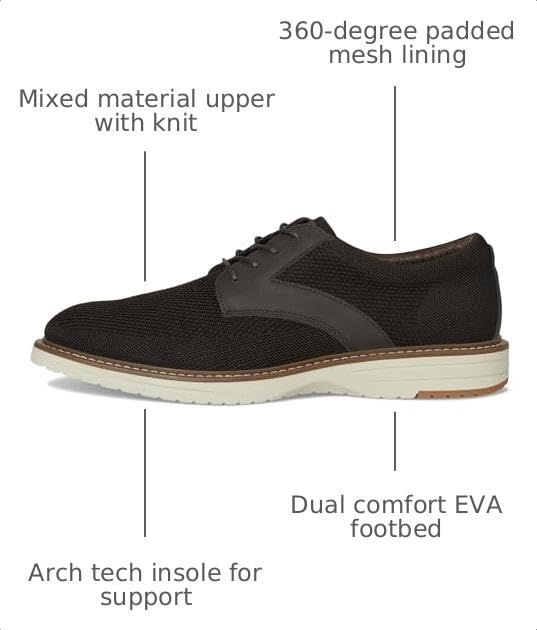 Image of Nunn Bush Mens Griff Plain Toe Knit Oxford Lightweight and Comfortable for Any Occasion Knit Lace Up