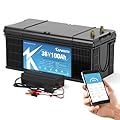 KEPWORTH 36V 100Ah LiFepo4 Battery, Rechargeable Lithium Batteries with 200A Bluetooth Smart BMS, 4000+ Deep Cycle, 10 Years-Lifetime, Perfect for Boat, Trolling Motor, Golf Carts, Lawn Mower
